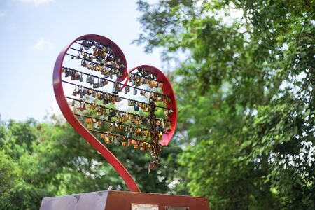 Buriram,Thailand - October 11 2019: Crowded Love Padlocks at Khao Kradong travel attraction, Buriram province, Thailand.のeditorial素材