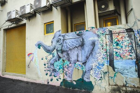 Kuala Lumpur, Malaysia - November 9, 2019: The famous travel destinations street art of Laman Seni 7, Shah Alam in Kuala Lumpur City, Malaysia.のeditorial素材