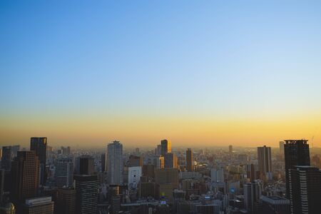 Osaka, Japan - December 16, 2019 : Beautiful scene from top of The Umeda Sky Tower, urban scene of...