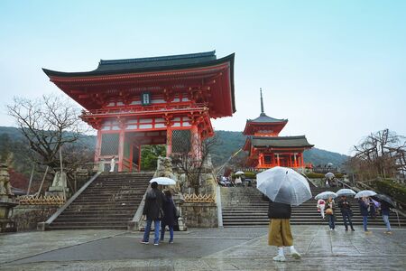 Kyoto, Japan - December 17, 2019 : Beautiful scene in Kiyomizu-dera Temple, Kyoto, Japan.のeditorial素材