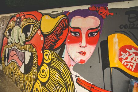 Bangkok, Thailand - December 29, 2019 : The famous Beautiful street art at Talad Noi in Samphanthawong District, Bangkok, Thailand.のeditorial素材