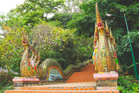 The world famous pagoda Phra That Doi Suthep in Chiang Mai province, Thailand.の写真素材
