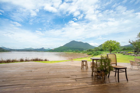The scenery of the Mekong River at Kaeng Khut Khu, Chiang Khan District, Loei Province, Thailand.の写真素材