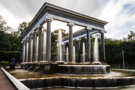 Petergof town near St. Petersburg Russia - september 15 2018: The fountain in the palace of the ensemble "The Russian Versailles"のeditorial素材