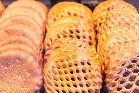 Appetizing pies, cakes, breads or buns background