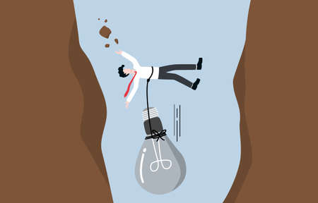 Business failure, wrong idea causing company financial crisis or bankruptcy, undeveloped idea or...