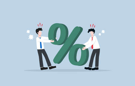 Business competition for market share percentage, conflict in investment benefit, trade war concept....