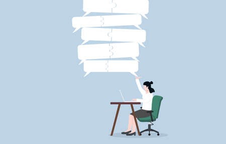 Professional customer service or administrative support, ability to solve immediate problem for customer, good communication skill concept. Female administrator communicating well.のイラスト素材