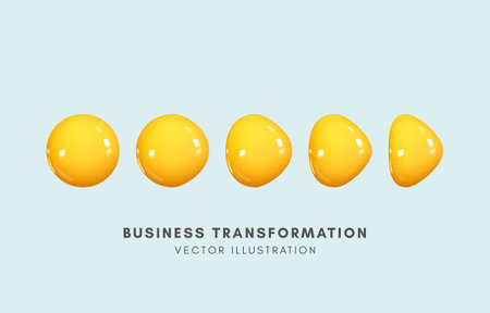 3D change of shape from sphere to triangle, Business transformation, development in organization for success better concept, Vector illustration.のイラスト素材