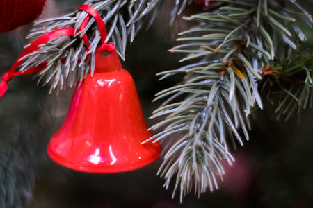 Soft focused on Red bell Christmas celebration accessories  prepare for the Christmas and happy New Year festivalの写真素材