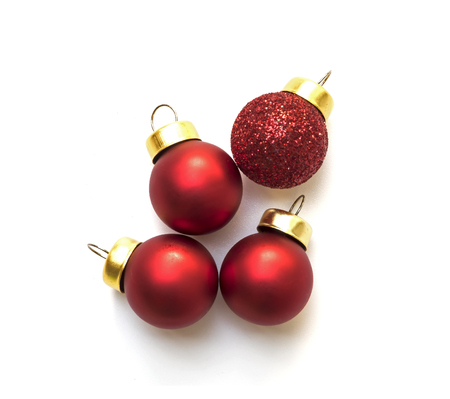 Red Christmas ball isolated on white backgroundの写真素材