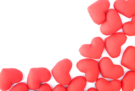 Red hearts on white background,Valentines day object ,wedding dayの写真素材