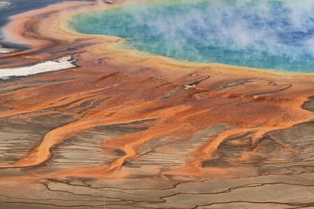 Grand Prismatic Spring in Yellowstone National Park from aboveの写真素材