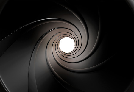 Spiraled interior of a gun barrel rendered in 3D