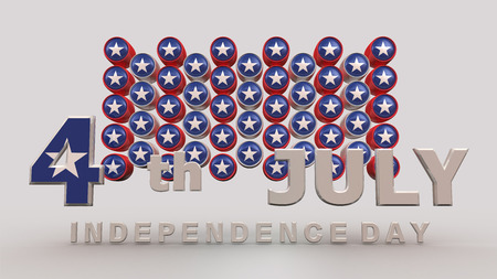 Happy 4th of July on white background