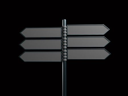 Signpost isolated on Black Background 3 d renderの写真素材