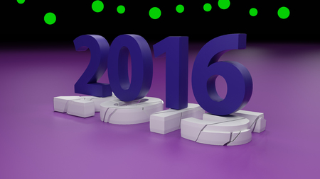 2016 New year change concept 3d renderの写真素材