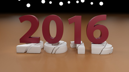 2016 New year change concept 3d render