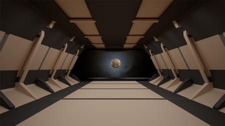 Sci-Fi corridor interior design.3D renderingの写真素材