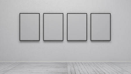 interior with blank picture frame 3d renderingの写真素材