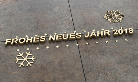 Frohes neues jahr, happy new year in German language 3d illustrationの写真素材