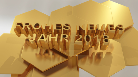 Frohes neues jahr, happy new year in German language 3d illustrationの写真素材