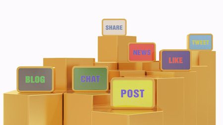 Social Media Web Signs 3d renderingの写真素材