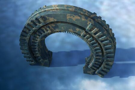 Space Gate into other world 3d rendering