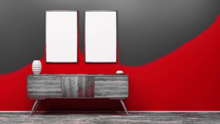 Frame on wall 3d render