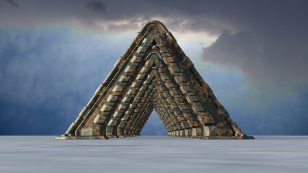 Space Gate into other world 3d renderingの写真素材