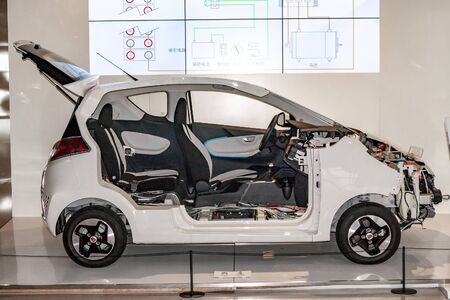 Shanghai Auto Museum exhibits a collection of vintage and modern automobiles, details and the device...