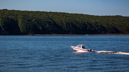 motor boat near the island Russian