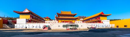 Architectural appearance of the Lingbao temple in Hunchun, China, in the northern province of Jilin.のeditorial素材