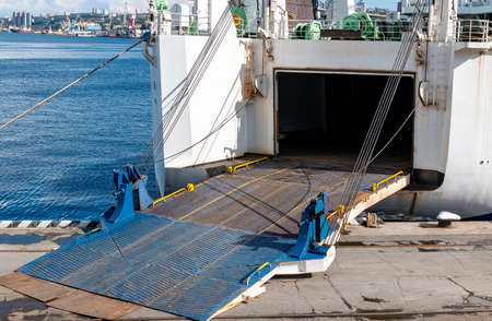 An open ramp at the stern of the Ocean Cruise Ship