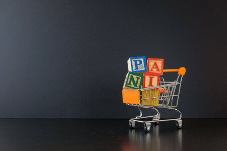 Conceptual of panic buying of food or groceries during virus outbreak lock down or serious crisis....