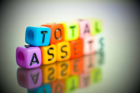 Conceptual of current asset a balance sheet items financial statements spelled on colorful alphabet...