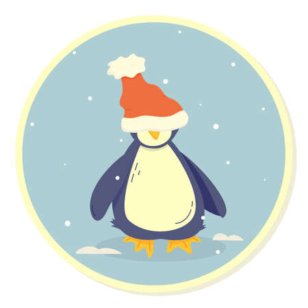 Penguin in a santa hatのイラスト素材