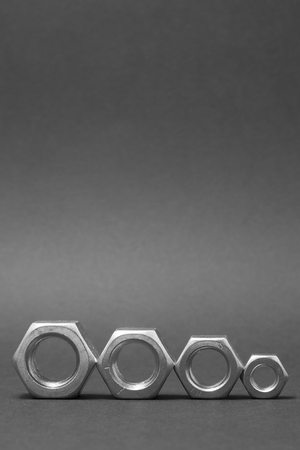 close up of four nuts isolated on gray backgroundの写真素材