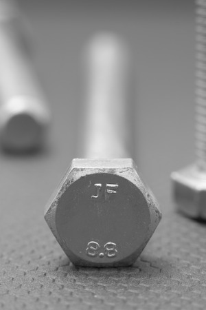 Close up of a stainless steel boltの写真素材