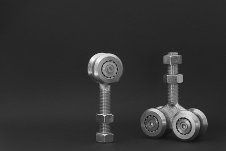 Closeup of sliding bearings for industrial gatesの写真素材