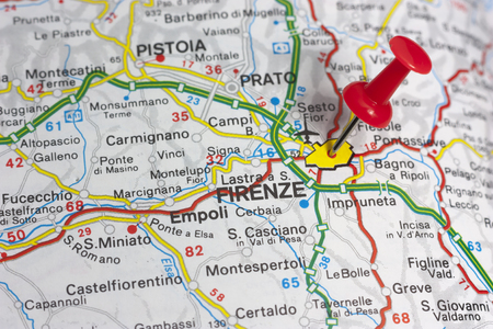 Close-up On A Map of Florence Italyの写真素材