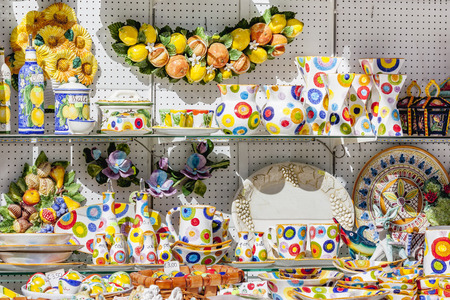 Exhibition of ceramic products in the "Amalfi Coast" Italian to understand a concept of business tourism and cultureの写真素材