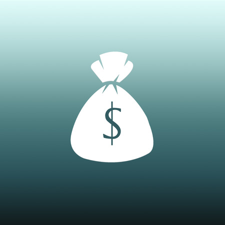 A bag of white coins on a green background meaning a business conceptの写真素材