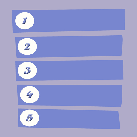 Infographic of a five-point list over purple background to mean a business conceptの写真素材