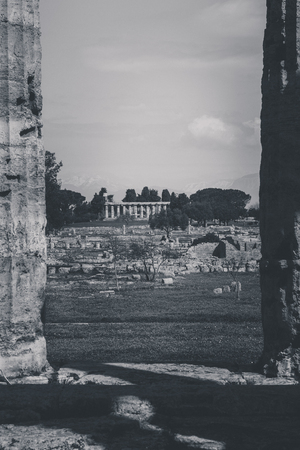 Archaeological remains of Paestum Salerno Italy to understand a concept of culture and tourismの写真素材