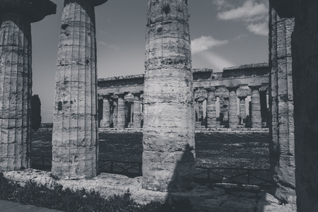Archaeological remains of Paestum Salerno Italy to understand a concept of culture and tourismの写真素材
