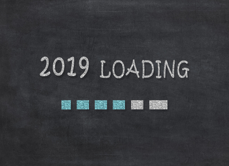 2019 loading New Year on black background to mean a concept