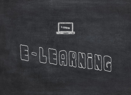 E-learning word handwritten with chalk to mean a conceptの写真素材