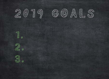 New Year 2019 Goals on Chalkboard Background to mean a conceptの写真素材