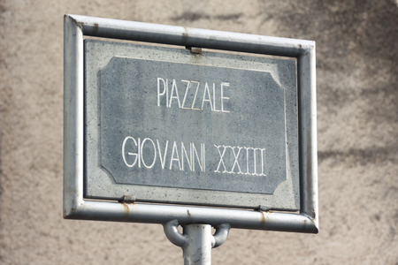 Dedication to Pope John XXIII to point out a village square to mean a conceptの写真素材